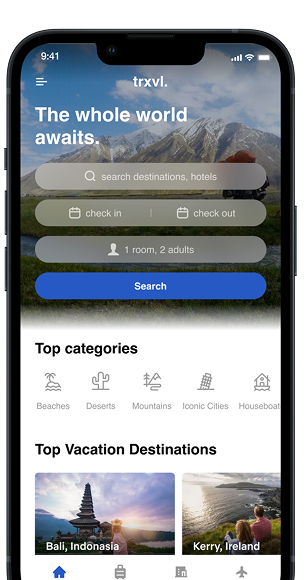 Screenshot of our App's homepage
